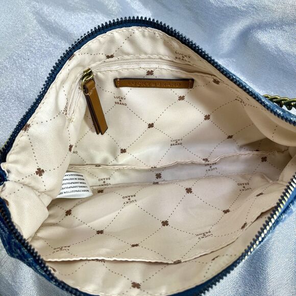 LUCKY BRAND Denim Logo Chain Strap Shoulder Bag Purse Y2K - Picture 4 of 10